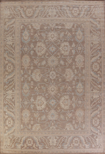 Vegetable Dye Brown Oushak Turkish Large Rug 10x14