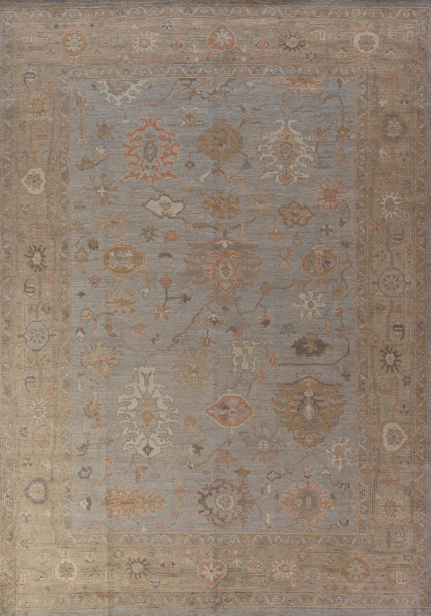 Vegetable Dye Wool Oushak Turkish Area Rug 9x12