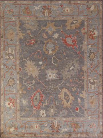 Vegetable Dye Gray Oushak Turkish Area Rug 8x10