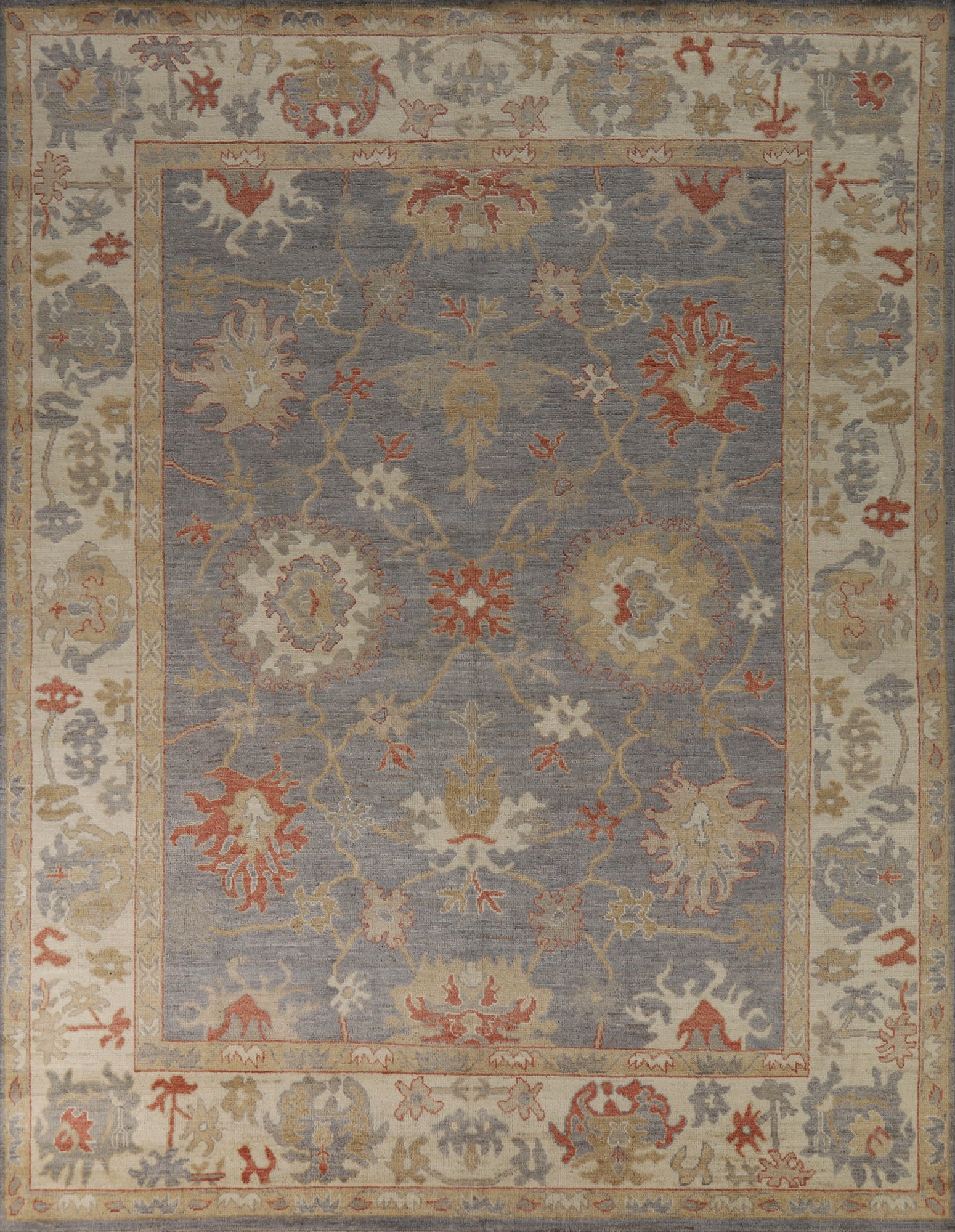 Vegetable Dye Floral Oushak Turkish Area Rug 8x10