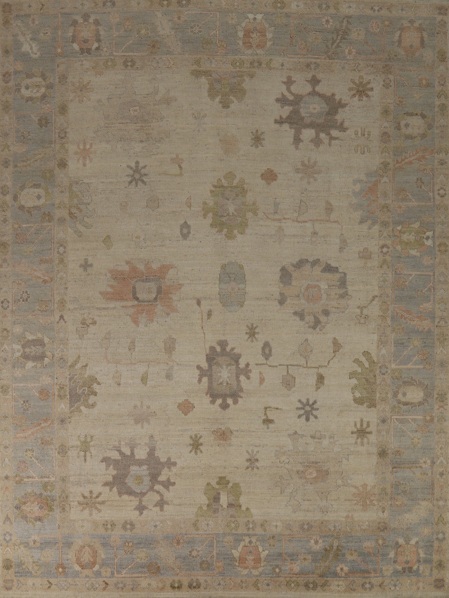 Vegetable Dye Wool Oushak Turkish Area Rug 8x10