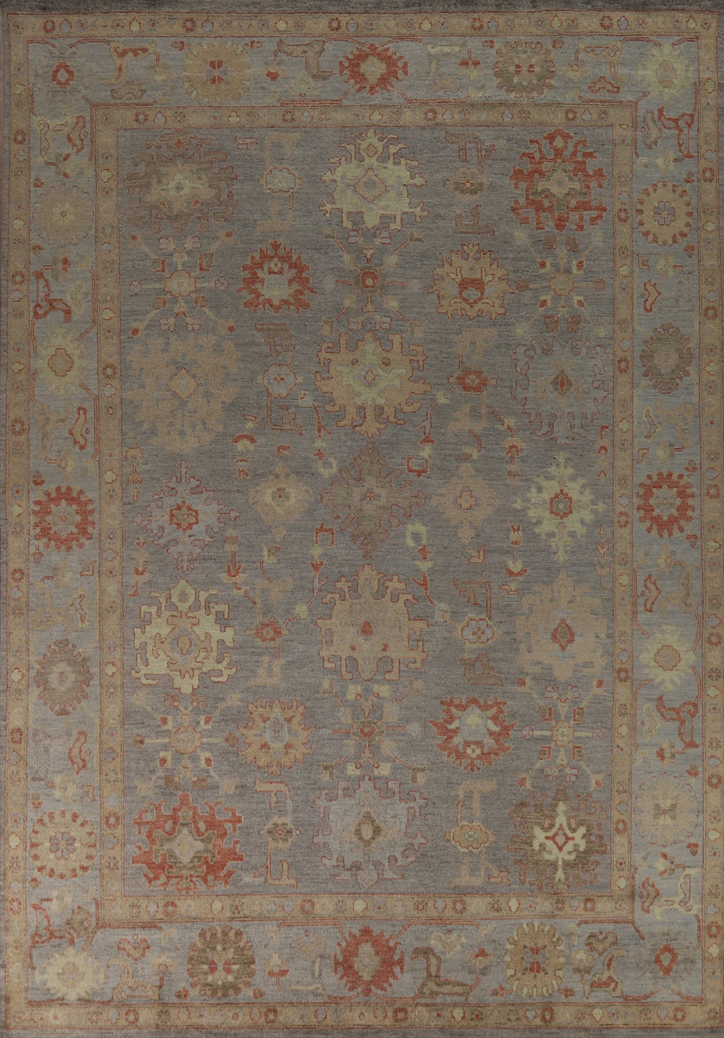 Vegetable Dye Oushak Turkish Area Rug 9x12