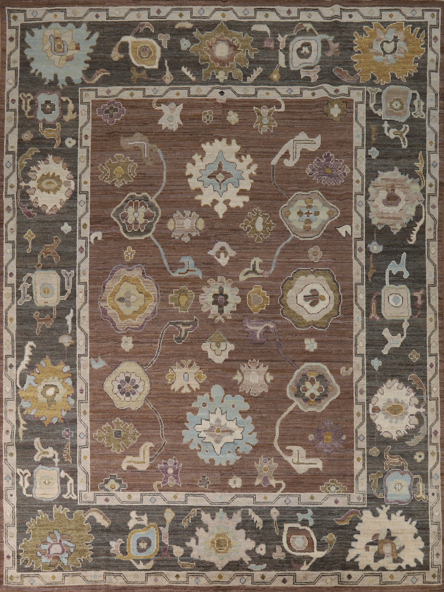 Vegetable Dye Brown Oushak Turkish Area Rug 8x10