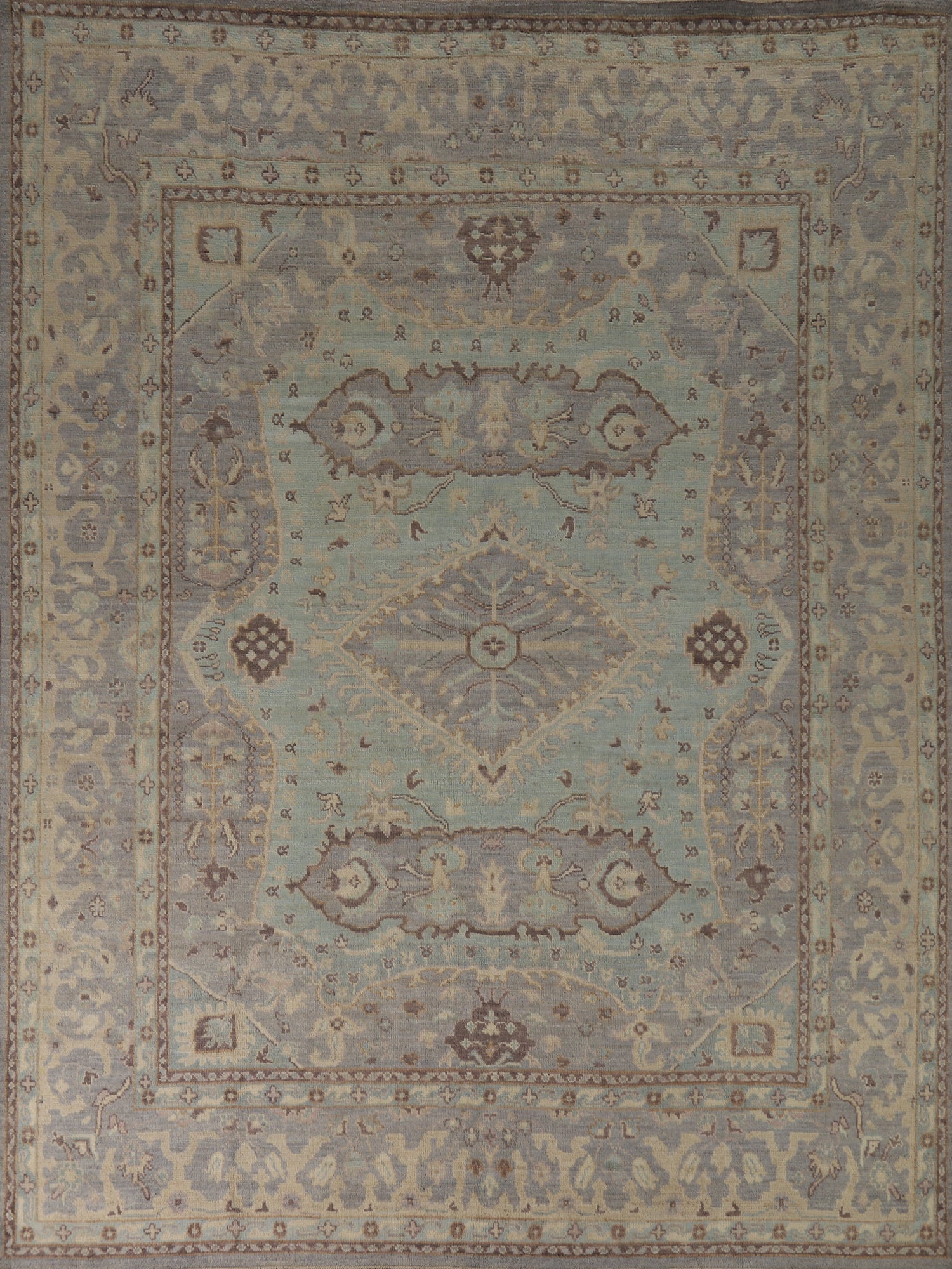 Vegetable Dye Oushak Turkish Area Rug 8x9