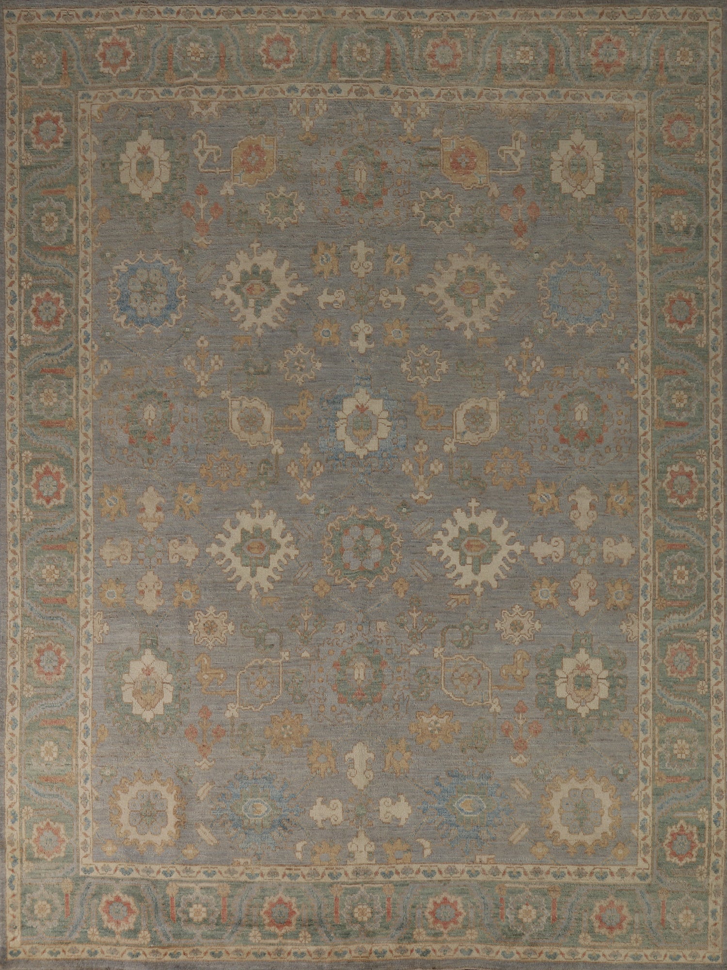 Vegetable Dye Gray Oushak Turkish Area Rug 8x10