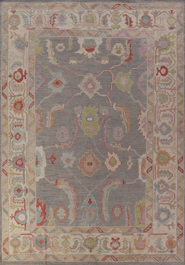 Vegetable Dye Gray Oushak Turkish Area Rug 9x12