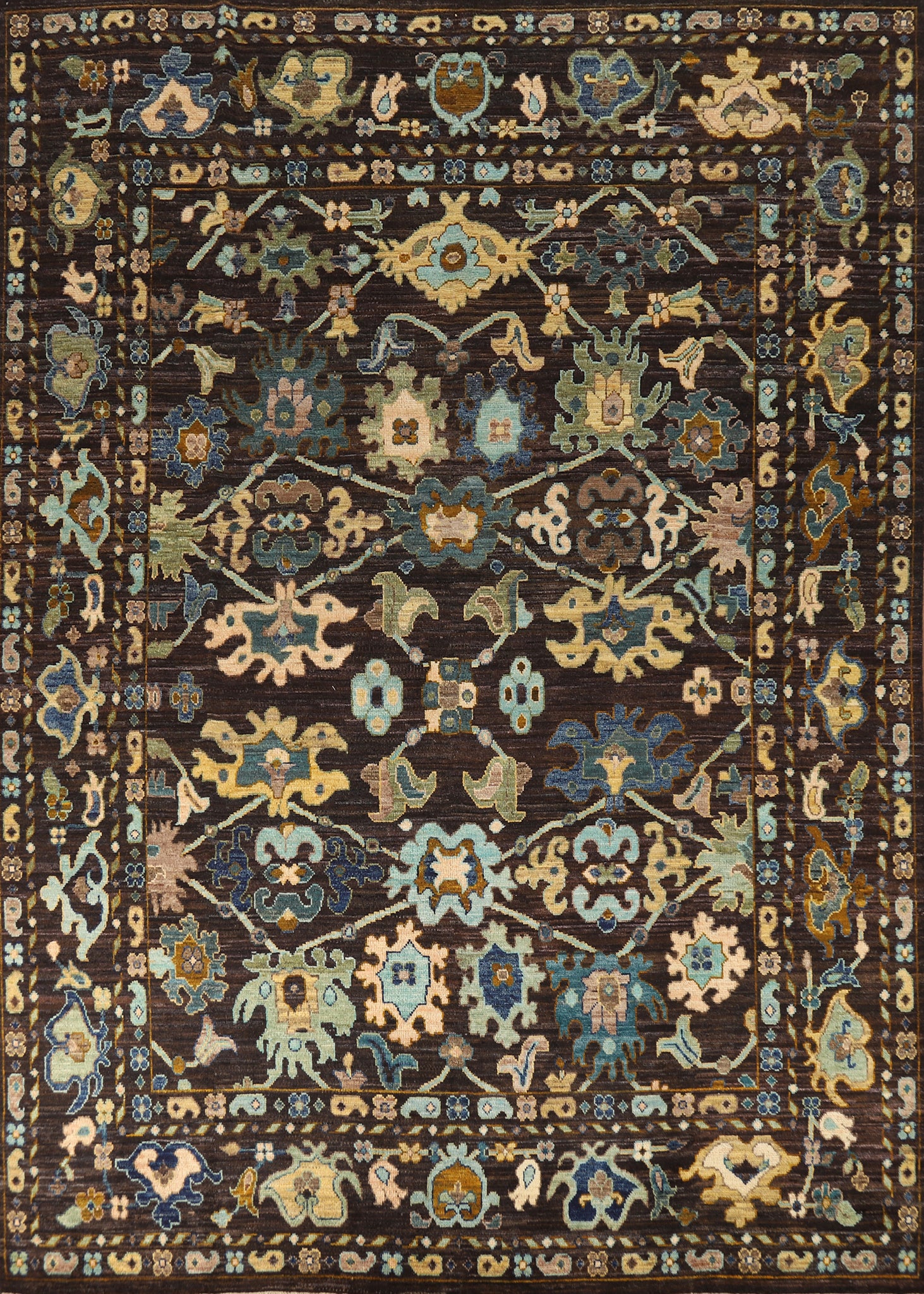 Vegetable Dye Brown Oushak Turkish Area Rug 8x10