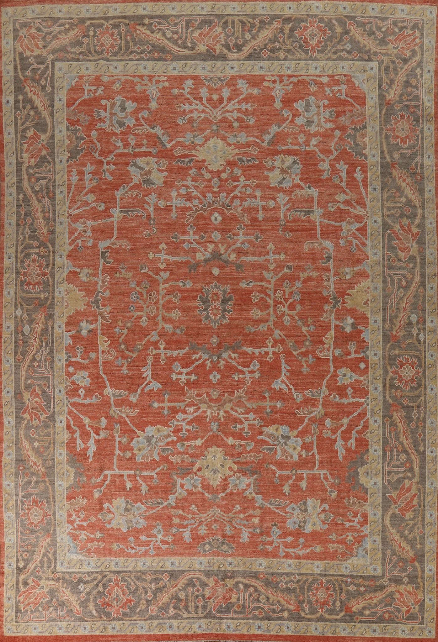 Vegetable Dye Orange Oushak Turkish Area Rug 9x13