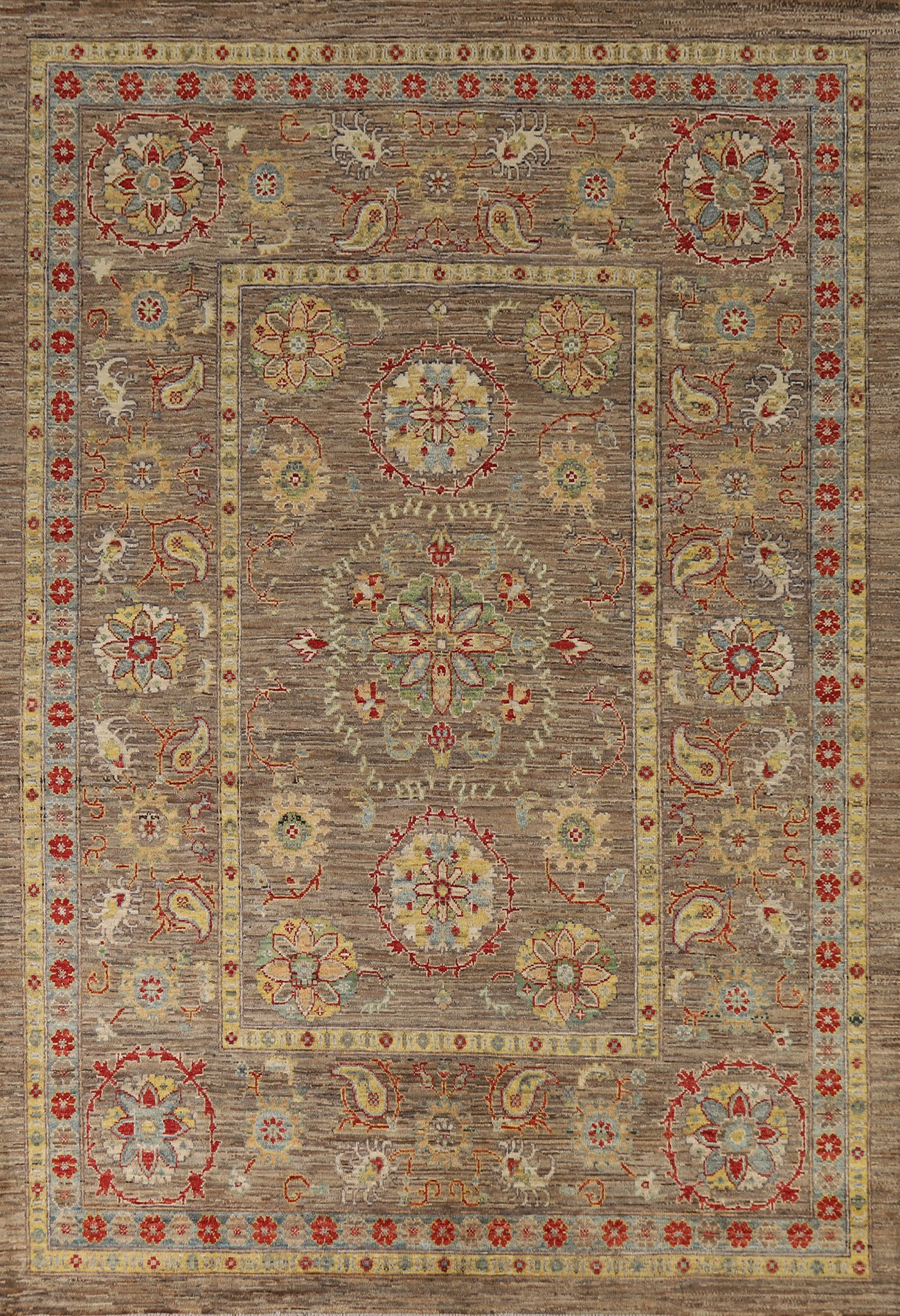 Vegetable Dye Brown Oushak Turkish Area Rug 6x9