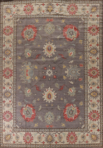 Vegetable Dye Gray Oushak Turkish Large Rug 10x14