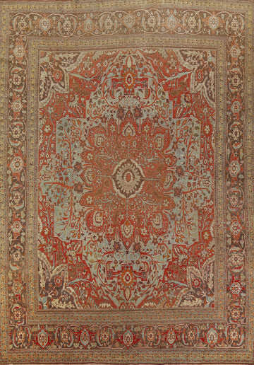 Pre-1900 Vegetable Dye Tabriz Haj-jalili Persian Large Rug 11x15