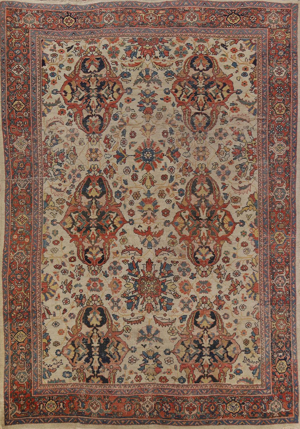 Pre-1900 Vegetable Dye Sultanabad Ziegler Persian Area Rug 9x12