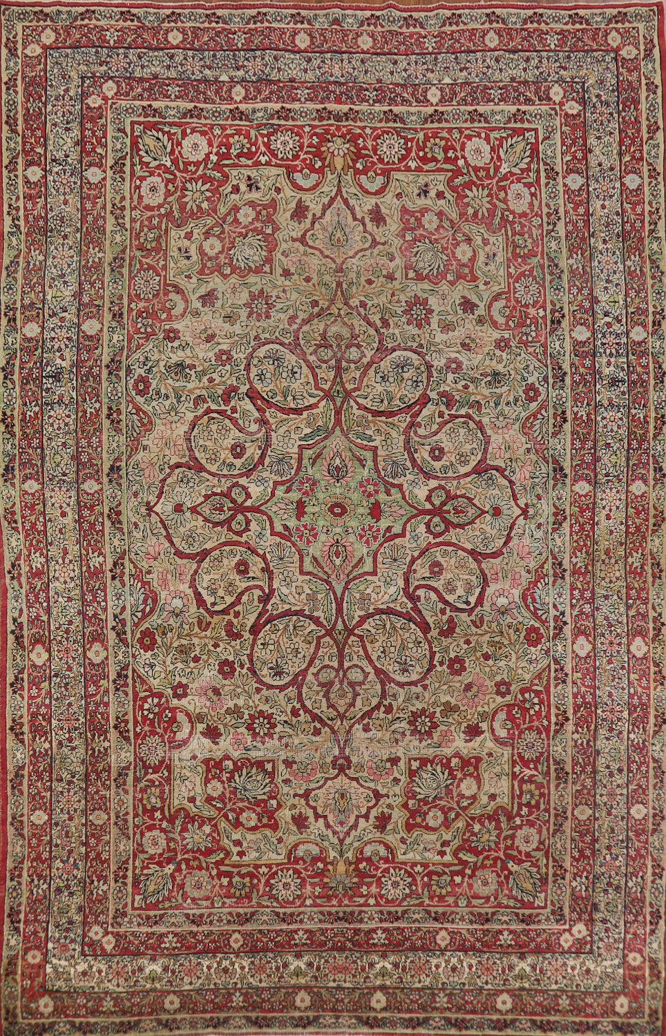Pre-1900 Vegetable Dye Kerman Lavar Persian Area Rug 6x9