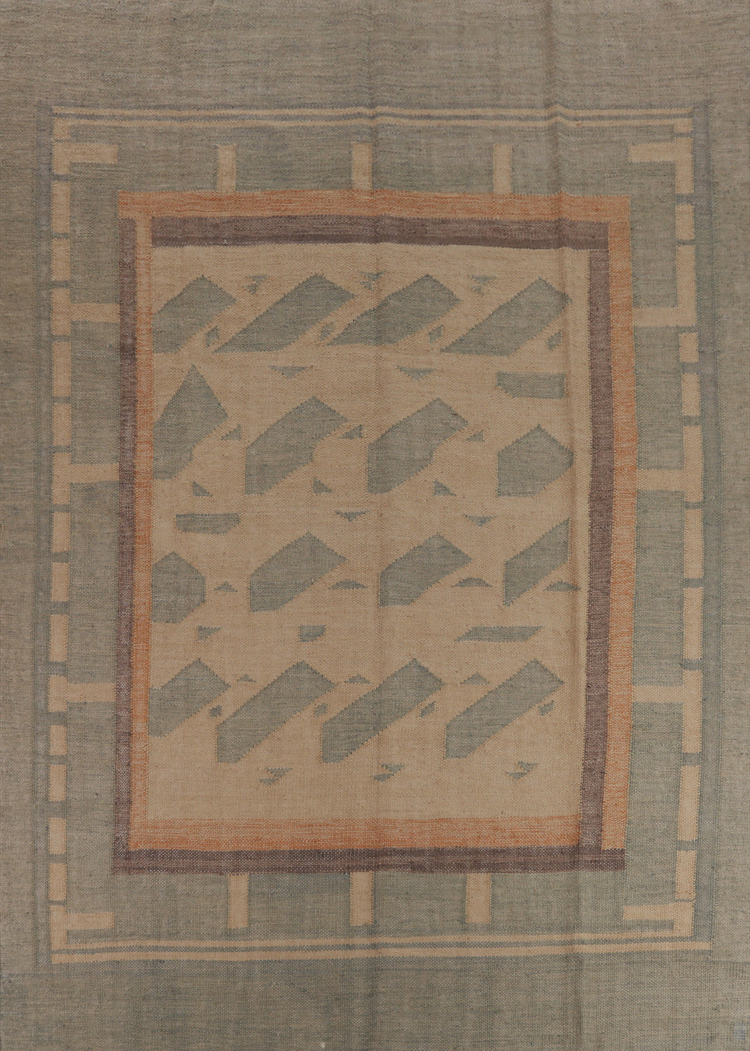 Contemporary Jute Kilim Vegetable Dye Area Rug 9x11