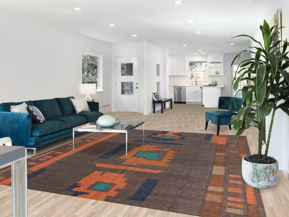 Vegetable Dye Flat Weave Modern Kilim Turkish Area Rug 8x10