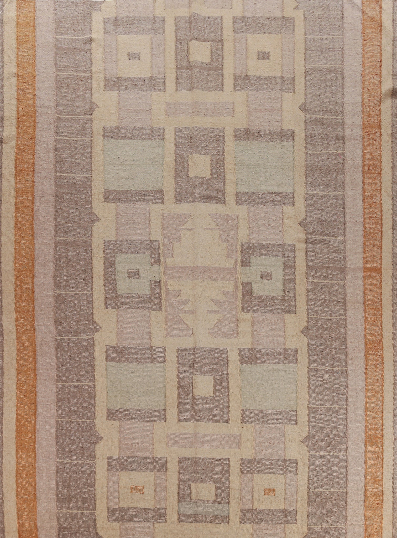Earth Tone Modern Jute Kilim Turkish Area Rug 10x13