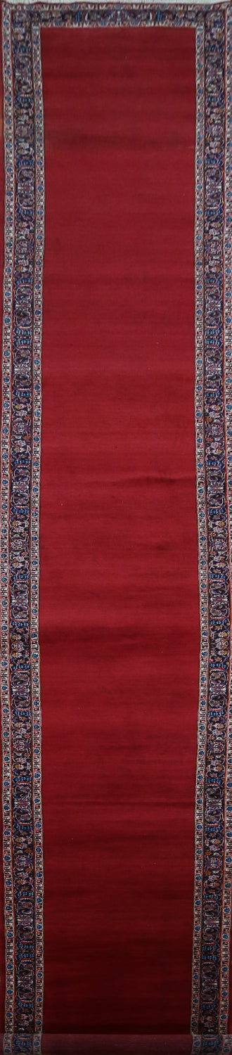 Vegetable Dye Red Solid Kashan Persian Runner Rug 3x33
