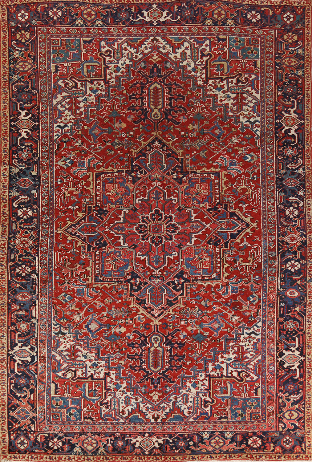 Antique Red Geometric Heriz Serapi Persian Area Rug 8x12