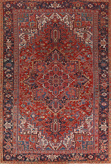 Antique Red Geometric Heriz Serapi Persian Area Rug 8x12