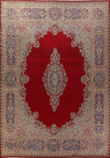 Vegetable Dye Red Kerman Persian Large Rug 13x17