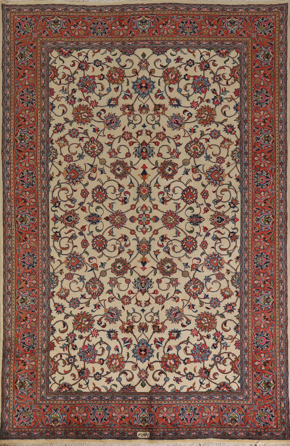 Handmade Floral Sarouk Persian Area Rug 7x10