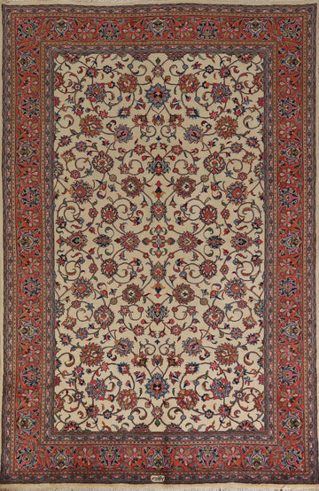Handmade Floral Sarouk Persian Area Rug 7x10
