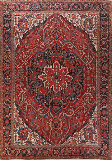 Antique Vegetable Dye Heriz Serapi Persian Large Rug 12x15