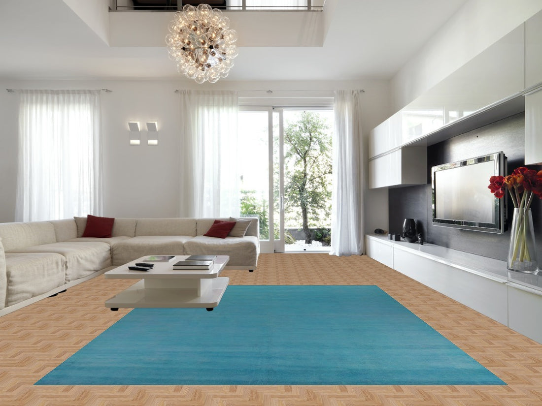 Light Blue Modern Wool Gabbeh Persian Area Rug 10x13