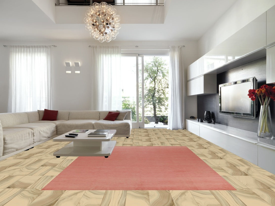 Solid Wool Pink Gabbeh Persian Area Rug 9x12