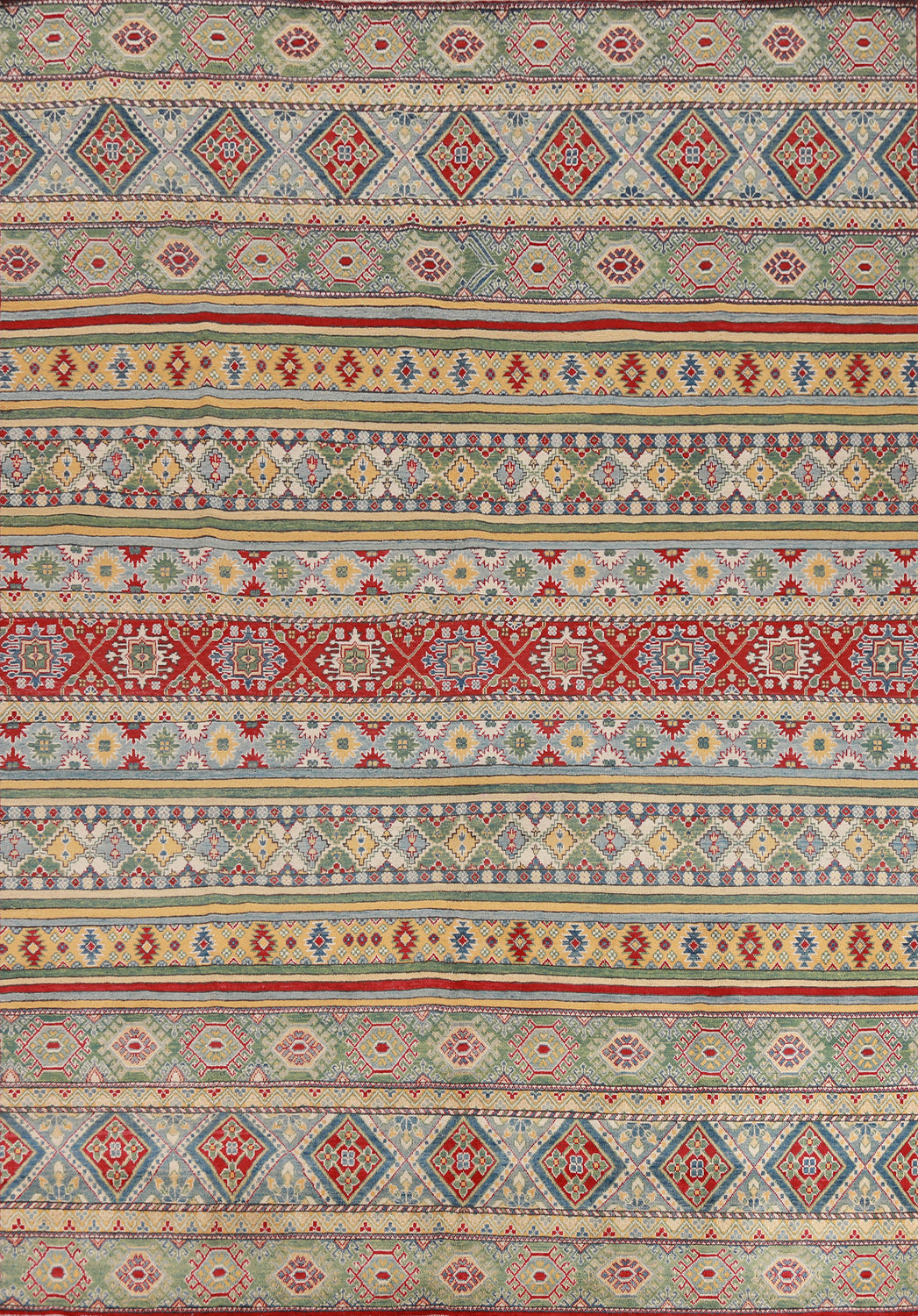 Vegetable Dye Wool Kazak Oriental Area Rug 9x11