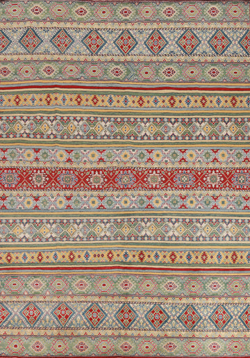 Vegetable Dye Wool Kazak Oriental Area Rug 9x11