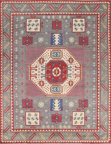 Handmade Wool Kazak Vegetable Dye Area Rug 8x10