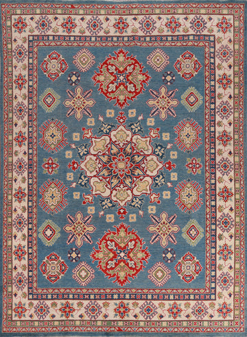 Blue Vegetable Dye Wool Kazak Oriental Area Rug 8x10