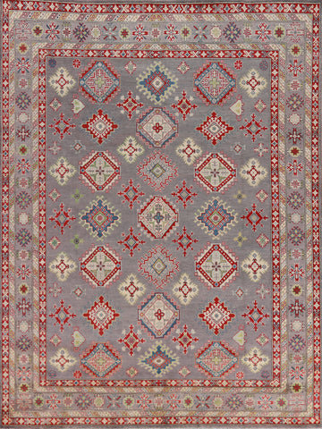 Vegetable Dye Gray Wool Kazak Oriental Area Rug 8x10