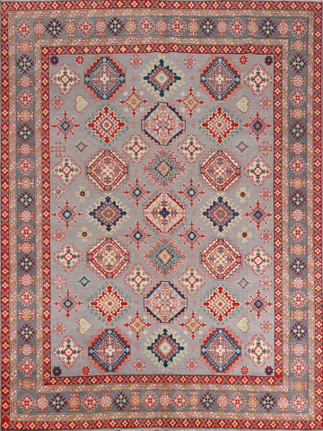 Handmade Gray Wool Kazak Vegetable Dye Area Rug 8x10
