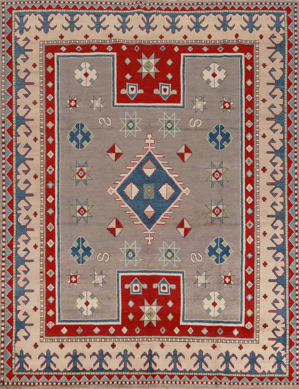 Vegetable Dye Wool Kazak Oriental Area Rug 8x10
