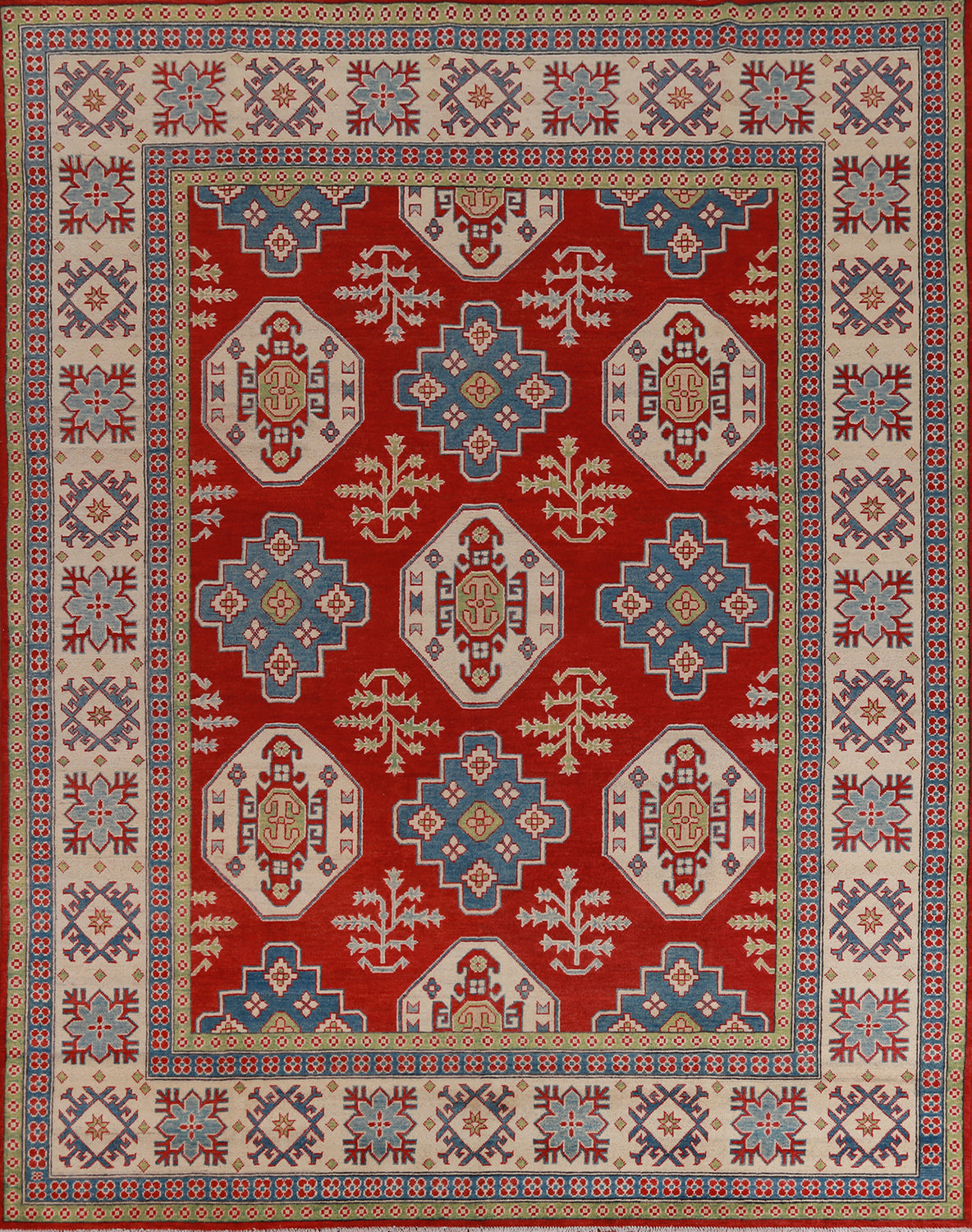 Red Vegetable Dye Kazak Oriental Area Rug 8x10