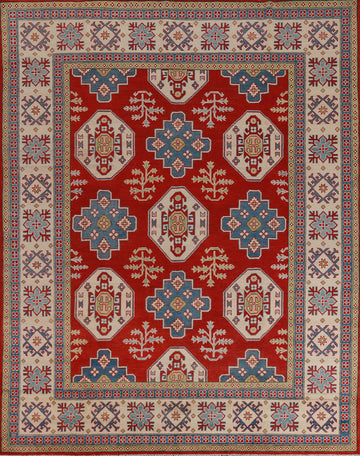 Red Vegetable Dye Kazak Oriental Area Rug 8x10