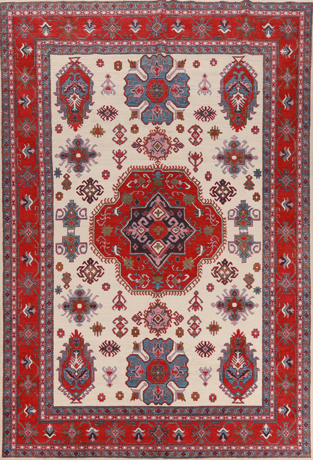 Vegetable Dye Wool Kazak Oriental Area Rug 9x12