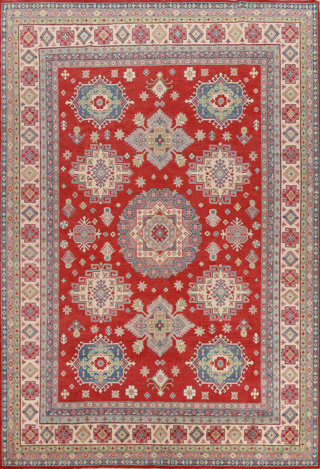 Vegetable Dye Red Kazak Oriental Area Rug 10x13