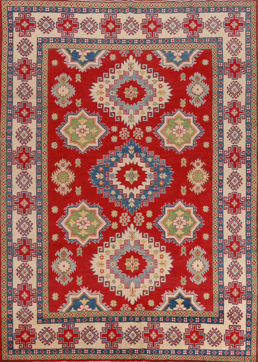 Red Vegetable Dye Wool Kazak Oriental Area Rug 8x11