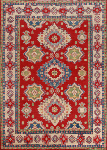 Red Vegetable Dye Wool Kazak Oriental Area Rug 8x11