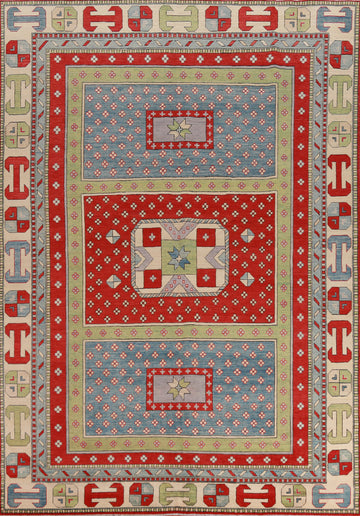 Geometric Kazak Vegetable Dye Area Rug 9x12