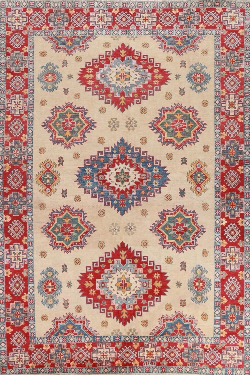 Vegetable Dye Wool Kazak Oriental Area Rug 8x11
