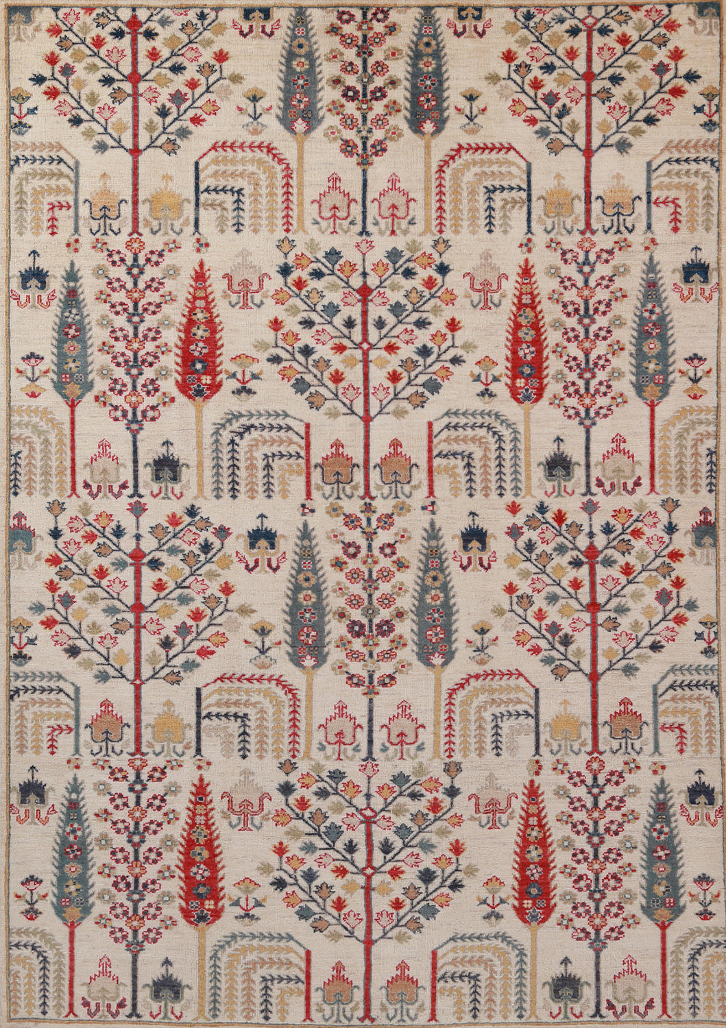 All-Over Ivory Handmade Kazak Oriental Area Rug 6x8