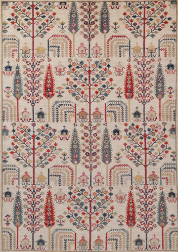 All-Over Ivory Handmade Kazak Oriental Area Rug 6x8