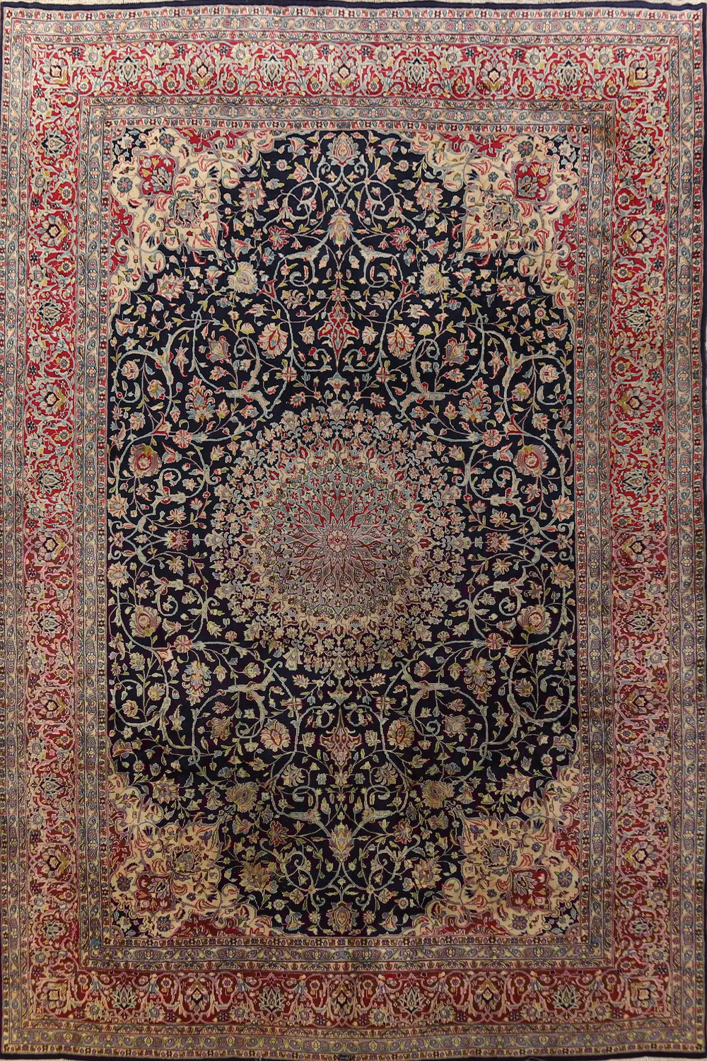 Vegetable Dye Blue Kerman Persian Large Rug 12x17