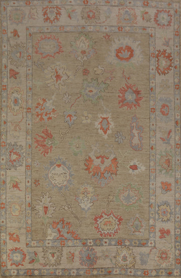 Vegetable Dye Floral Oushak Oriental Area Rug 6x9