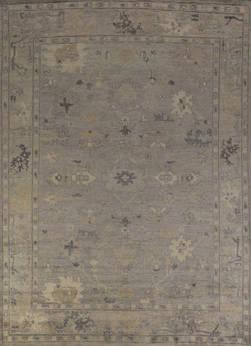 Vegetable Dye Gray Oushak Turkish Area Rug 9x12