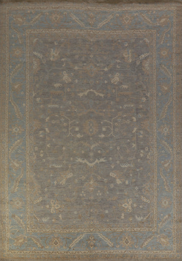 Vegetable Dye Gray Oushak Turkish Area Rug 9x12